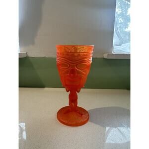 Orange Acrylic Tiki Goblet Vlv Hawaiian Drink Souvenir Cocktail Bar Cup 11.7oz